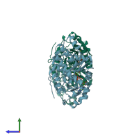 PDB entry 3clh coloured by chain, side view.