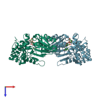 PDB entry 3clh coloured by chain, top view.