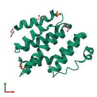 PDB entry 3clj coloured by chain, front view.