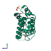 PDB entry 3clj coloured by chain, side view.