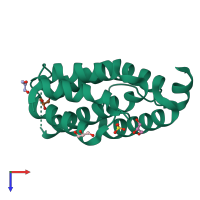 PDB entry 3clj coloured by chain, top view.