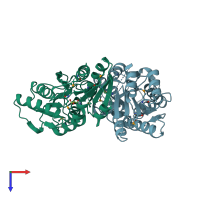 PDB entry 3clk coloured by chain, top view.