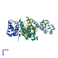 PDB entry 3clx coloured by chain, top view.