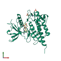 PDB entry 3cly coloured by chain, front view.