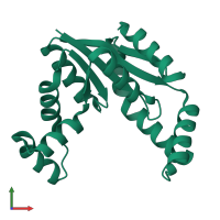 PDB entry 3cm0 coloured by chain, front view.