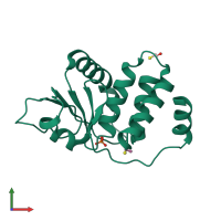 PDB entry 3cm3 coloured by chain, front view.