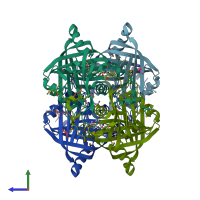 PDB entry 3cmb coloured by chain, side view.