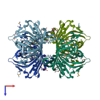 PDB entry 3cmb coloured by chain, top view.