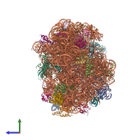 PDB entry 3cme coloured by chain, side view.