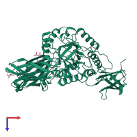 PDB entry 3cmg coloured by chain, top view.