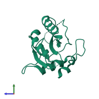 PDB entry 3cmi coloured by chain, side view.