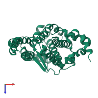 PDB entry 3cmn coloured by chain, top view.