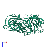 Monomeric assembly 1 of PDB entry 3cms coloured by chemically distinct molecules, top view.