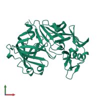 PDB entry 3cms coloured by chain, front view.