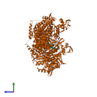 PDB entry 3cmu coloured by chain, side view.
