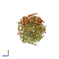 PDB entry 3cmw coloured by chain, side view.