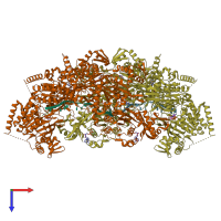 PDB entry 3cmw coloured by chain, top view.