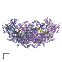 PDB entry 3cmx coloured by chain, top view.