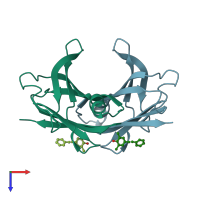 PDB entry 3cn0 coloured by chain, top view.