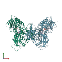 PDB entry 3cn8 coloured by chain, front view.