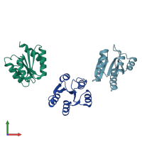 PDB entry 3cnb coloured by chain, front view.