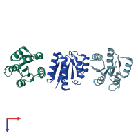 PDB entry 3cnb coloured by chain, top view.
