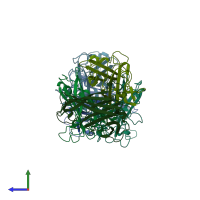 PDB entry 3cnc coloured by chain, side view.