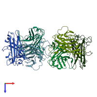 PDB entry 3cnc coloured by chain, top view.