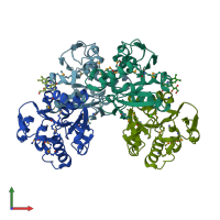 PDB entry 3cne coloured by chain, front view.