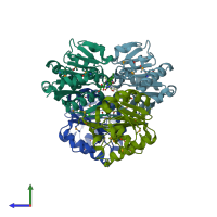 PDB entry 3cne coloured by chain, side view.