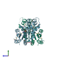 PDB entry 3cnh coloured by chain, side view.