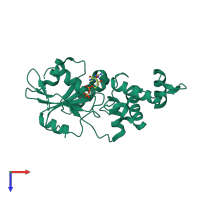 PDB entry 3cno coloured by chain, top view.