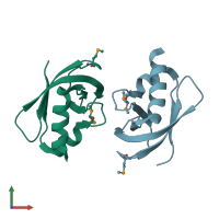 PDB entry 3cnr coloured by chain, front view.