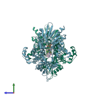 PDB entry 3cns coloured by chain, side view.