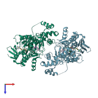PDB entry 3cns coloured by chain, top view.