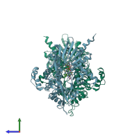 PDB entry 3cnt coloured by chain, side view.