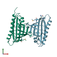 PDB entry 3cnw coloured by chain, front view.