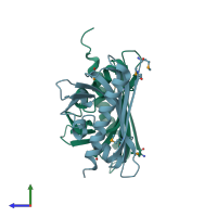 PDB entry 3cnw coloured by chain, side view.