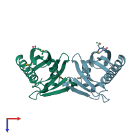 PDB entry 3cnw coloured by chain, top view.