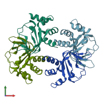 PDB entry 3co2 coloured by chain, front view.