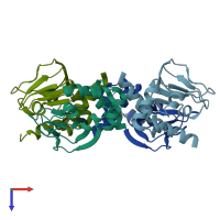 PDB entry 3co2 coloured by chain, top view.