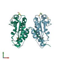 PDB entry 3co5 coloured by chain, front view.