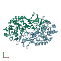 PDB entry 3co8 coloured by chain, front view.