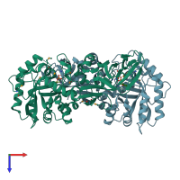 PDB entry 3co8 coloured by chain, top view.
