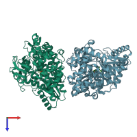 PDB entry 3co9 coloured by chain, top view.