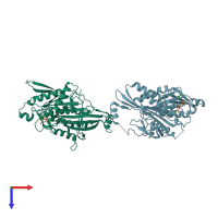 PDB entry 3cob coloured by chain, top view.