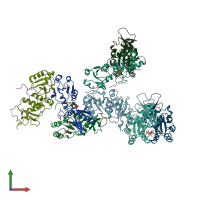 PDB entry 3coj coloured by chain, front view.