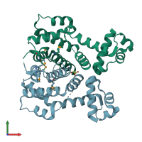 PDB entry 3col coloured by chain, front view.