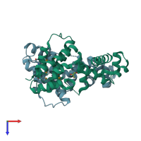 PDB entry 3col coloured by chain, top view.