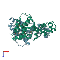 PDB entry 3col coloured by chain, top view.